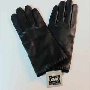 WOMEN'S ANGORA WOOL LINED LEATHER GLOVES, BLACK, LARGE